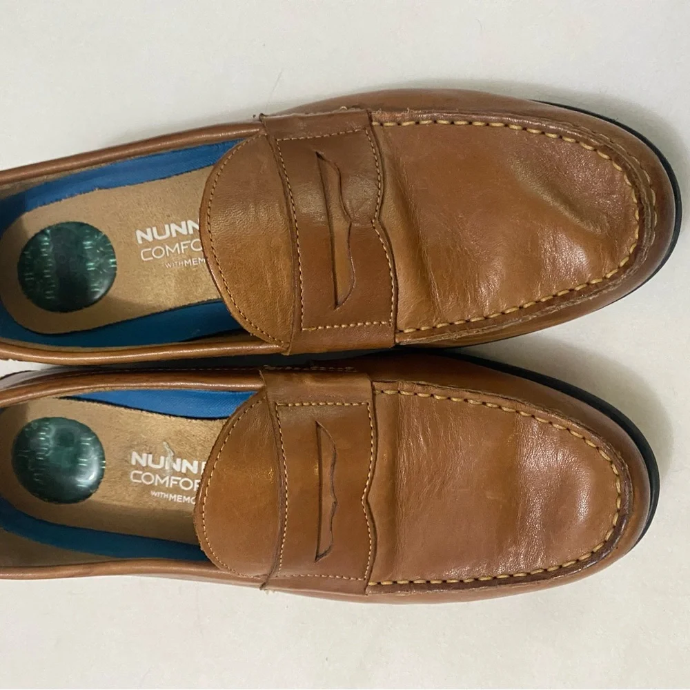 Nunn Bush Men's Tan Leather‎ Loafers Slip-Ons Size 9.5 Memory Foam